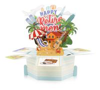 Tarjeta de jubilación emergente 3D, Tarjeta de felicitación de jubilación con temática de Viaje a la Playa y sobre, Papel Plegable para Fiestas, Regalo Divertido y decoración de Escritorio.