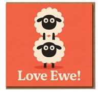 Tarjeta de juego de palabras de oveja Love Ewe - Bonita tarjeta romántica de aniversario/día de San Valentín para novio, novia, marido o esposa - Divertido saludo de amor