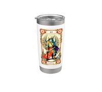 Tarjeta de justicia - Arte inspirado en el tarot Vaso térmico de acero inoxidable de doble pared