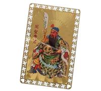 Tarjeta de la suerte "Dios de la riqueza", tarjeta china "Dios de la riqueza" - Dios chino de la riqueza , tarjeta de talismán de oro para amigos de la familia, decorativa para riqueza y