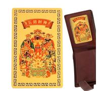 Tarjeta de la suerte "Dios de la riqueza", tarjeta china "Dios de la riqueza" | Dios chino de la riqueza , tarjeta de talismán de oro para amigos de la familia, decorativa para la riqueza y