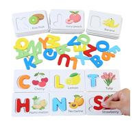 Tarjeta de madera a juego con letras, juego de cartas con alfabeto,Tarjetas de rompecabezas de madera a juego con el alfabeto - Los bloques de combinación de letras de ortografía para niños de 3 a 6 a