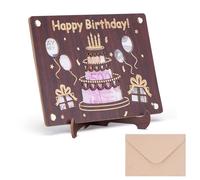 Tarjeta de Madera para Cumpleaños, Ideas Dar Dinero Cumpleaño con Sobre, Regalo Original para Hombres y Mujeres, Tarjeta de Felicitación Regalo para Viajes Cumpleaño (Cumpleaños)