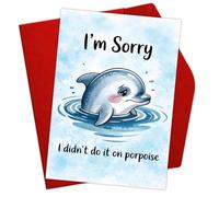 Tarjeta de marsopa con texto en inglés "I'm Sorry I Didn't Do It On", diseño de delfín, divertido regalo de disculpa, regalo de disculpa, tarjetas de perdóname para amigos, familia, pareja, él, ella