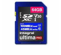 Tarjeta de Memoria de 64 GB SDxC Premium de Alta Velocidad de hasta 100 MB/s de Lectura, 45 MB/s de Escritura, Clase 10 V30 UHS-I U3, by Integral Memory