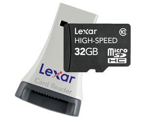 Tarjeta de memoria flash Lexar MicroSDHC de alta velocidad de 32 GB con lector LSDMI32GBSBNAR