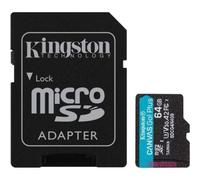 Micro sd kingston 64gb microsdxc canvas go! plus gen4 a2 u3 v30 + adaptador