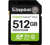 Kingston Tarjeta de Memoria SD Canvas Select Plus 512GB SDXC Gen3 150MB/s C10 UHS-I U3 V30-SDS3/512GB