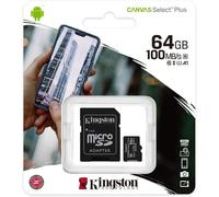 Tarjeta de Memoria Kingston CANVAS Select Plus microSD XC con adap. 64 128 256G
