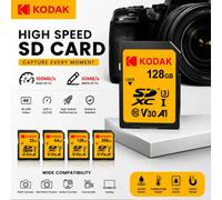 Tarjeta SD KODAK, clase 10 de alta velocidad, 256 GB, 128 GB, 64 GB, V30. Tarjeta de memoria SD de tamaño completo para cámaras.