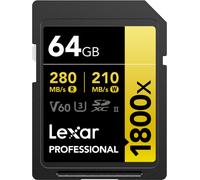 Tarjeta de Memoria Lexar SDXC Professional 64GB 1800x UHS-II Serie Gold