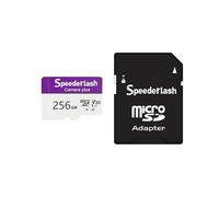 Tarjeta de memoria micro SDXC de 256 GB con cámara Speederlash más tarjeta TF con adaptador, velocidad de lectura de hasta 100 MB/s, soporte de video 4K UHD y 5K, clasificación U1, V30, A1