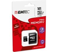 Tarjeta De Memoria MicroSD HC 1 Clase 10 + Adaptador SD 16GB Pro (3D / 4K) EMTEC