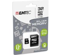 Tarjeta De Memoria MicroSD HC + Adaptador 32GB Plata (MP3-MP4) EMTEC