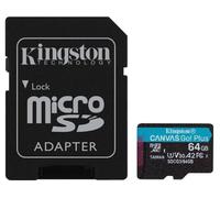 Kingston Canvas Go Plus MicroSDXC 64GB UHS-I U3 V30 Clase 10 + Adaptador SD