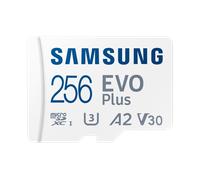 Tarjeta de memoria microSD Samsung EVO Plus (2024) incl. adaptador SD, 256 GB de capacidad de almacenamiento, UHS-I U3, Full HD y 4K UHD, 160 MB/s de lectura para smartphones, tabletas y portátiles
