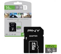 Tarjeta de Memoria MicroSDHC 16GB (Clase 10) + Adaptador - PNY