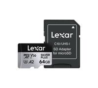Tarjeta de memoria microSDXC - LEXAR - Silver Plus 64 Go - V30 - 205 Mo/s lectura - 150 Mo/s escritura