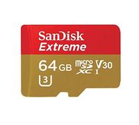 Tarjeta de Memoria SanDisk Extreme microSDXC de 64 GB + Adaptador SD con hasta 90 MB/s, Class 10 y U3, V30, Rojo/Dorado