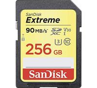 Tarjeta de Memoria SanDisk Extreme SDXC de 256 GB con hasta 90 MB/s, Class 10 y U3 y V30, Color Negro