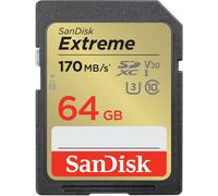 Tarjeta de memoria SanDisk Extreme SDXC de 64 GB, velocidad de lectura/escritura de 170 MB/s y 80 MB/s, UHS-I, Clase 10, U3, V30