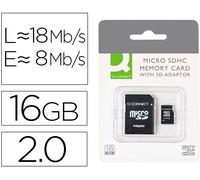 Tarjeta de memoria SD Micro Flash de 16 Gb Clase 6 con adaptador - Q-CONNECT