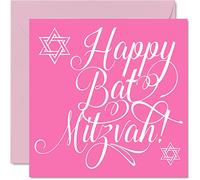 Tarjeta de murciélago Mitzvá para niñas - Happy Bat Mitzvah - Mazel Tov, regalos de felicitación de buena suerte, regalos para niñas, regalos judíos de 145 mm, tarjetas de felicitación, tarjetas de