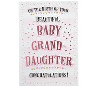 Tarjeta de nacimiento de nieta, 17,8 x 12,7 cm, diseño de Piccadilly Greetings, color negro