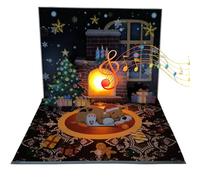 Tarjeta De Navidad 3D - Divertidas Tarjetas Pop-up Con Llama De Chimenea | Patrón De Gatos Y Perros De Dibujos Animados | Tarjeta De Regalo De Proyección De Santa, Para Familia Y Amigos Decoración De