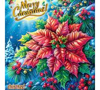 Tarjeta de Navidad con Flor de nochebuena Puzzle 100 Piezas Cartón Resistente para Parejas Entretenimiento En Casa Relajación Mental Regalo Aniversario 28x28cm