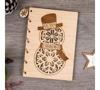 Tarjeta de Navidad de madera personalizada, tarjeta de recuerdo de muñeco de nieve grabada con opción para mensaje personalizado, regalos de Navidad únicos para familia, ella, él, niños, incluye sobre
