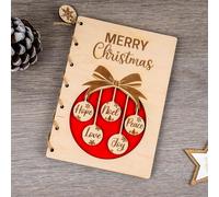 Tarjeta de Navidad de madera personalizada, tarjeta de recuerdo de Navidad grabada con adornos de mensaje, mensaje personalizado, regalos de Navidad únicos para familia, ella, él, incluye sobre