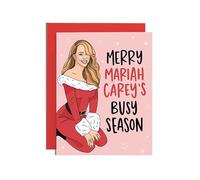 Tarjeta de Navidad de Mariah Carey - Feliz temporada ocupada de Mariah Carey - Divertida tarjeta de felicitación de cultura pop para amigos, familiares y personas de fiesta - Tarjeta de Navidad única