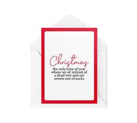 Tarjeta de Navidad divertida - Calcetines de árbol muerto Eat Sweets - Tarjetas de broma para Navidad - Tarjetas de felicitación secretas de Papá Noel, novedad para adultos - CBH8