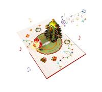 Tarjeta de Navidad emergente 3D con sonido y luz, hecha a mano, plegable, con sobre, regalos hechos a mano, postal, tarjetas de Navidad únicas