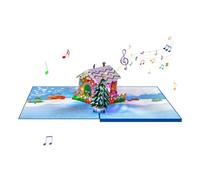 Tarjeta de Navidad emergente con sonido y luz, hecha a mano, plegable, con sobre, regalo hecho a mano, postal para la familia