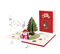 Tarjeta de Navidad emergente con sonido y luz, hecha a mano, plegable, con sobre, regalos hechos a mano, postal iluminada, tarjeta navideña
