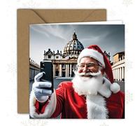 Tarjeta de Navidad - Feliz Papá Noel en Roma | Tarjeta plegable (15 x 15 cm) - con sobre de papel kraft - Interior en blanco