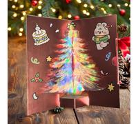Tarjeta de Navidad Pop-Up,Árbol de Navidad 3D,Papá Noel, Reno,Tarjeta regalo con Sobre -04