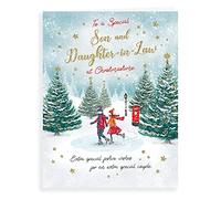 Tarjeta de Navidad tradicional para hijo y nuera, 20,3 x 15,2 cm, Piccadilly Greetings, A41324