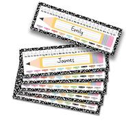 Tarjeta de nombre para decoración de aula, impresión de dibujos animados, tarjetas de nombre, 36 hojas, papel duradero, tarjetas de reunión de oficina