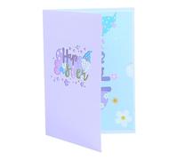 Tarjeta de Pascua - Tarjeta de felicitación de Pascua impresa con diseño de conejo, tarjeta con texto en inglés "Happy Easter Celebrations and Thoughtful Family Greetings"