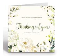 Tarjeta de pésame con diseño floral blanco, con texto en inglés «Thinking of You», «Sorry For Your Loss Card Ruby Ashley» fabricada en el Reino Unido