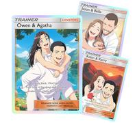 Tarjeta de poke personalizada con foto personalizada de entrenador o tarjetas de personajes, tarjeta de poke portriat personalizable con texto de estadísticas de nombre para cumpleaños aniversario