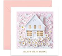 Tarjeta de primera calidad, diseño no 3D, bonito diseño floral, tarjeta de inauguración de la casa rosa para pareja, para él o ella, hermoso diseño encantador para hijo y nuera