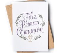 Tarjeta de Primera Comunión - Regalo de Primera Comunión para Niño, Niña, Nieto o Nieta - Tarjeta de Recuerdo con Sobre para hijo, hija, sobrino, sobrina, ahijado, ahijada - EU 176