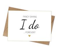 Tarjeta de propuesta de boda, diseño "I Do" con corazón dorado, interior en blanco con sobre de papel kraft, tarjeta de compromiso para novia y novio