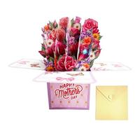 Tarjeta de ramo emergente - Deseos musicales brillantes 3D, diseño floral para el día de la madre | Sobre de notas extraíbles, regalo sentimental para mamá, abuela, esposa, hermana, amiga, cumpleaños