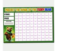 Tarjeta de rascar con el nombre del oso de peluche, ideal para Fete Fayre, tarjeta de rasca y rasca y rasca para eventos de manualidades, tamaño A4