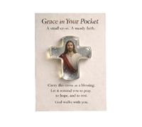 Tarjeta de recuerdo sentimental de bolsillo con delicadas cruces angeleadas, arte cuidadoso recordatorio de amor y esperanza, tarjeta de reunión de patrón acrílico
